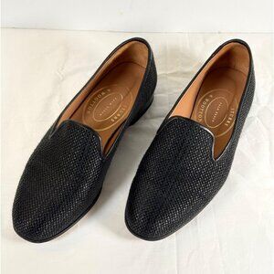 Stubbs & Wootton Palm Beach Women' s Raffia Noir Loafer Slippers Black